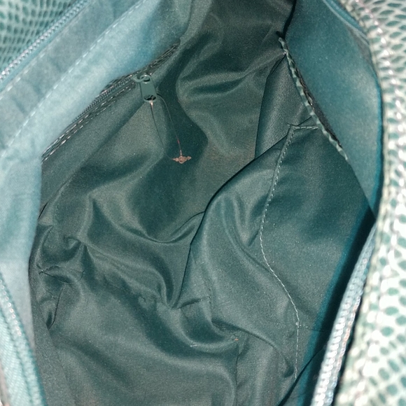 Turquoise Croc Ruffle Nine West Shoulder Bag - Picture 2 of 7